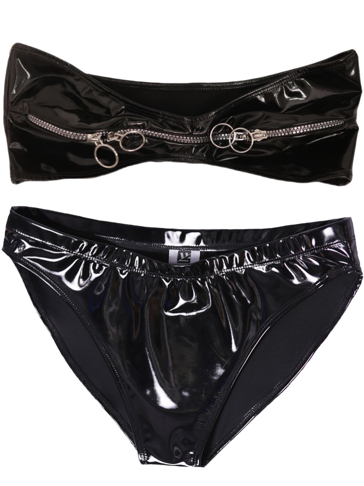 Wet Look PVC Outfit Zipper Bus – Thong Bikini Women Bewertung und Preis